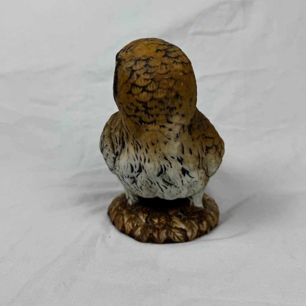 Vintage Ceramic Owl Figurine Hand Painted Realistic Bird Decor 6 Inch